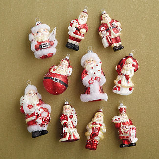 Santa Collectible Ornaments, Set of 10