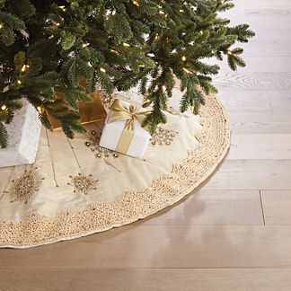 Snowflake Embellished Tree Skirt with Chenille Border