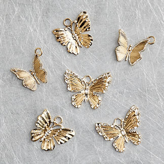 Scattered Crystal Butterflies in Flight Ornaments, Set of Six