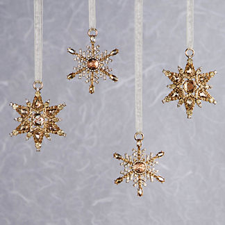 Champagne Glamour Snowflake Ornaments. Set of Four