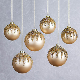 Crystal Beaded Cascade Ornaments, Set of Six