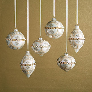 Metallic Mix Decorative Ornaments, Set of Six