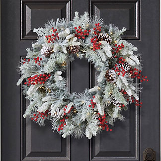 Red Berry Flocked Classic Wreath