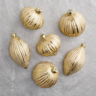 Metallic Pleated Ornaments, Set of Six