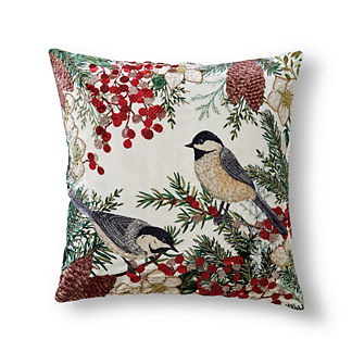 Berry Merry Birds Decorative Pillow Cover