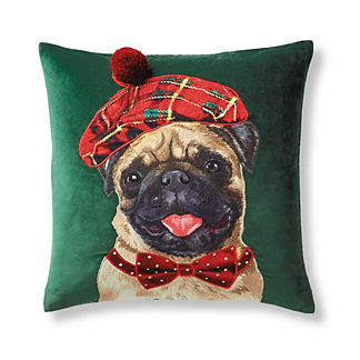 Festive Pug Pillow Cover