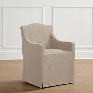 Turin Low-Back Slipcovered Dining Armchair