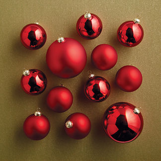 Bauble Glass Ornaments, Set of 12