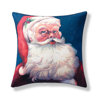 Vintage Santa Painted Holiday Outdoor Pillow