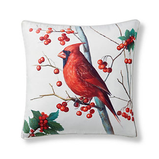 Snow Cardinal Painted Holiday Indoor/Outdoor Pillow