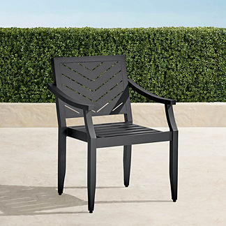 Westport Aluminum Dining Arm Chairs in Jet Black. Set of Two