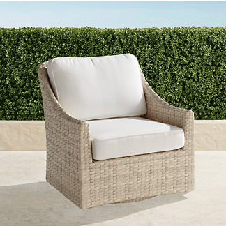 Ashby Swivel Lounge Chair with Cushions in Shell Finish