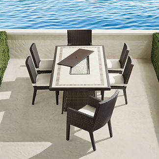 Palermo 7-pc. Dining Fire Table Set in Bronze Finish
