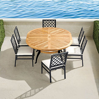 Bowery 7-pc. Expandable Round Dining Set in Aluminum