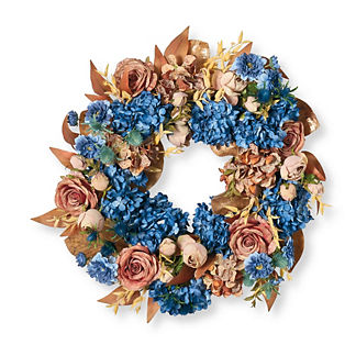 Azure Hydrangea & Rose Wreath