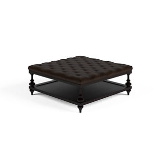Ellery Square Ottoman in Performance Leather Java