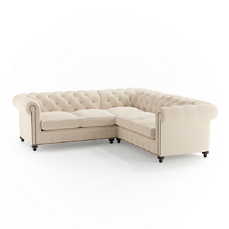 Barrow Chesterfield 3-pc. Loveseat Sectional in Performance Linen Natural
