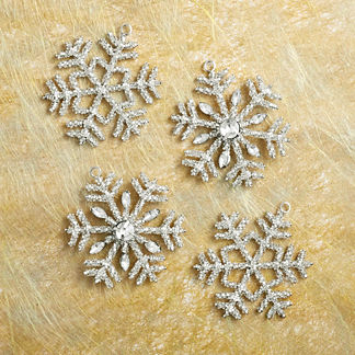 Beaded Snowflake Ornaments, Set of Four
