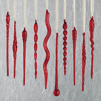 Ruby Red Crystal Icicles, Set of 10