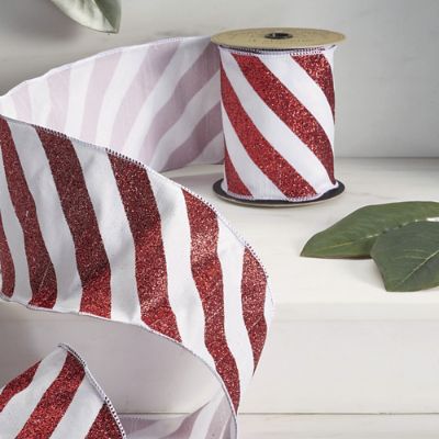 Glitter Diagonal Stripe Dupioni Ribbon