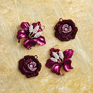 Bejeweled Botanicals Ornaments, Set of Four