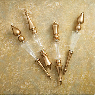 Crystal and Gold Finials, Set of Four