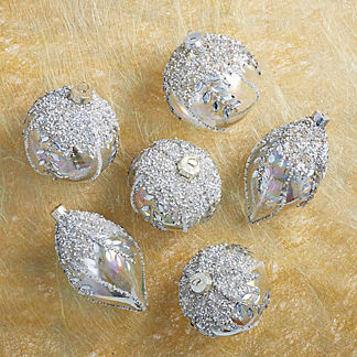 Icy Crystal Ornaments, Set of Six
