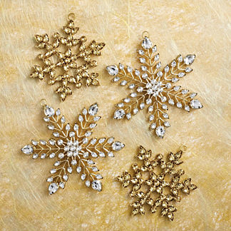 Crystal Double Side Snowflakes, Set of Four