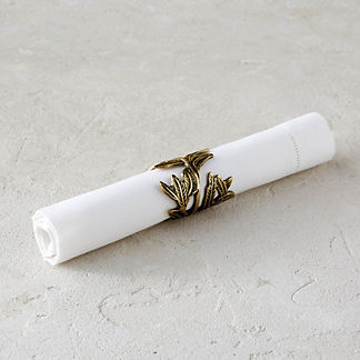 Wrapped Leaf Napkin Rings, Set of Four