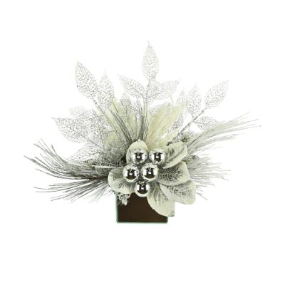 Silver Pine & Snowy Leaves in Mirror Cube