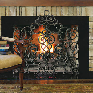 Vineyard Cast Iron Scroll Fireplace Screen