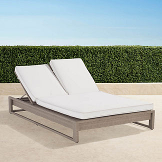 Palermo Double Chaise Lounge with Cushions in Dove Finish