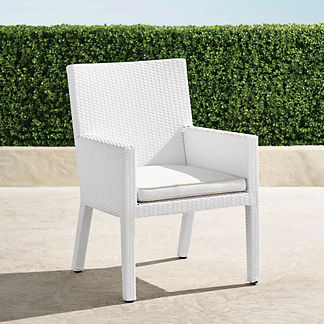 Palermo Dining Arm Chairs in White Finish, Set of Two