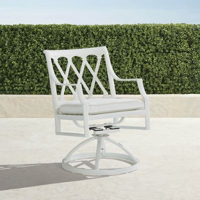 Grayson Swivel Dining Arm Chairs in White Finish, Set of Two