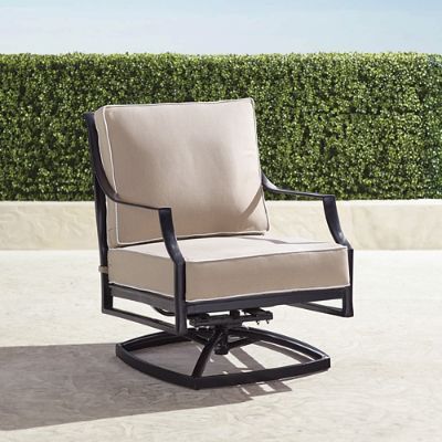 Grayson Swivel Lounge Chair with Cushions in Black Finish