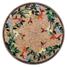 KNF Caramel Hummingbird Mosaics Round Bistro Dining Tables