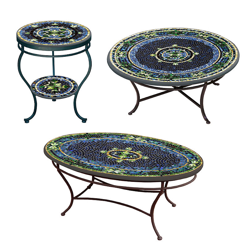 KNF Lake Como Mosaics Round Coffee and Side Tables