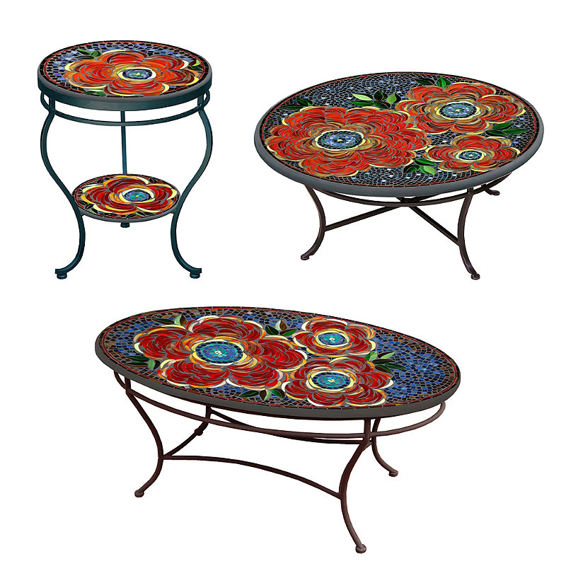 KNF Zinnia Mosaics Round Coffee and Side Tables