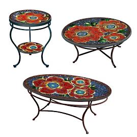 KNF Zinnia Mosaics Round Coffee & Side Tables