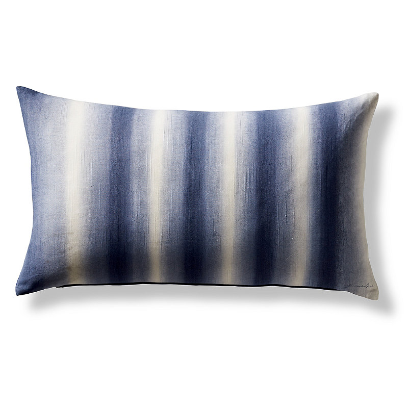 Hand-painted Indigo Decorative Lumbar Pillow
