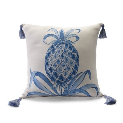 Royal Pineapple Air Blue Outdoor Pillow