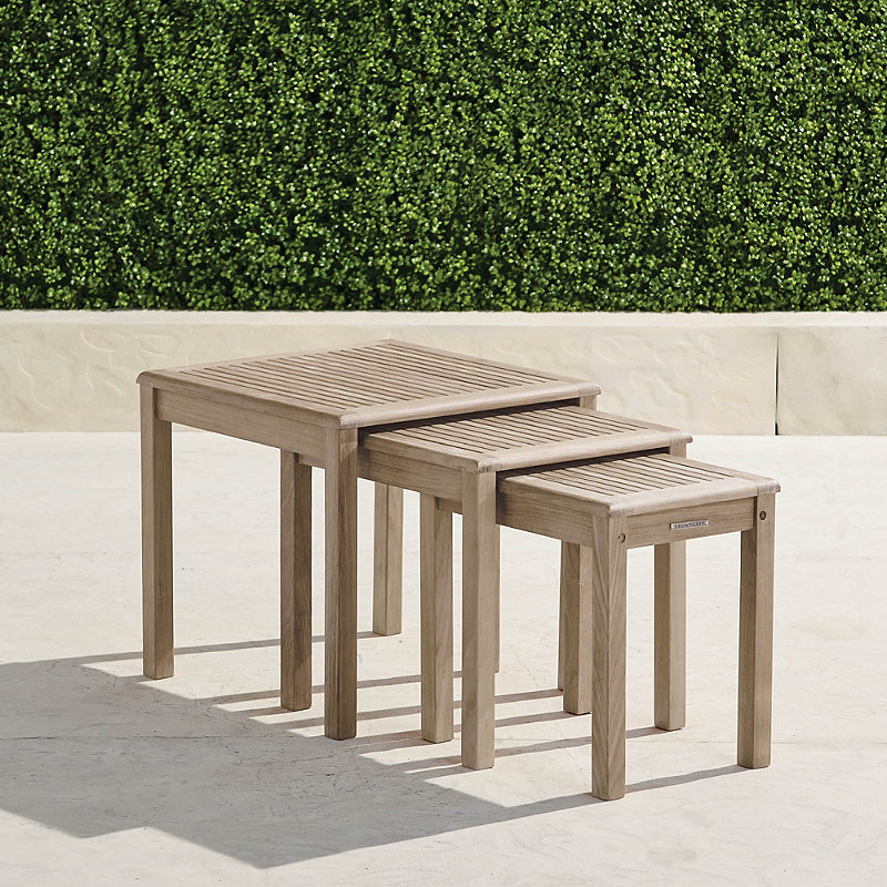 Teak Nesting Tables in Weathered Finish