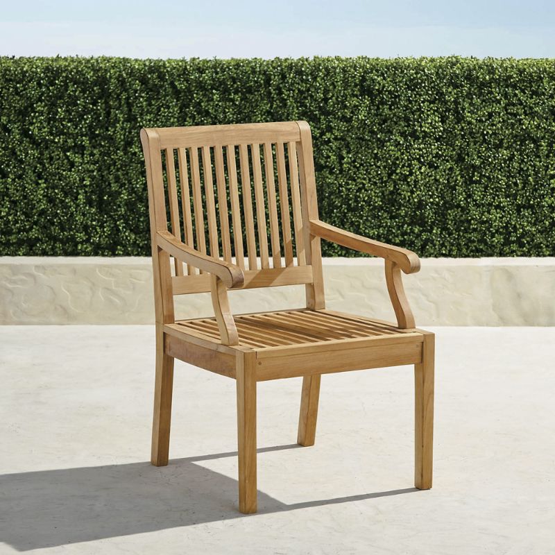 Frontgate Set Of 2 Cassara Teak Dining Arm Chairs In Natural Finish