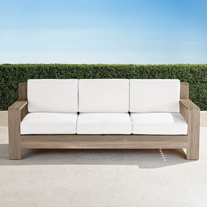 St. Kitts Sofa in Weathered Teak with Cushions - Natural - Frontgate