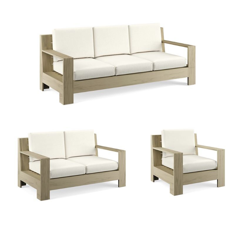 Frontgate St. Kitts 3-pc. Sofa Set With Limited Edition Cushions In Weathered Teak
