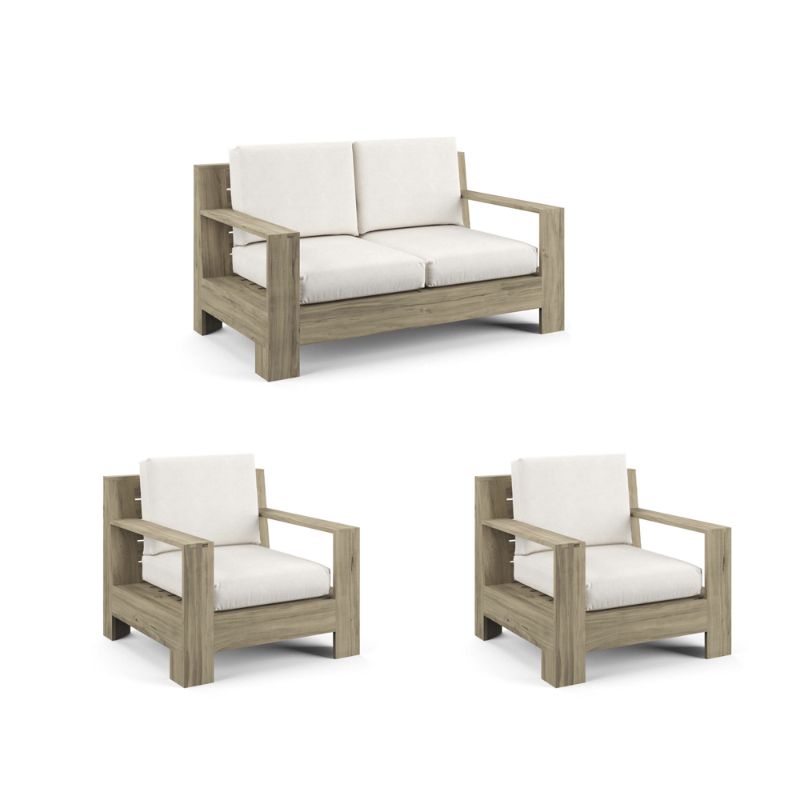 Frontgate St. Kitts 3-pc. Loveseat Set With Limited Edition Cushions In Weathered Teak