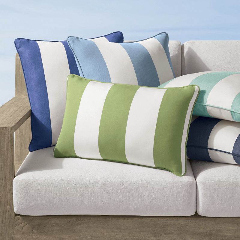 Frontgate Resort Stripe Indoor/outdoor Pillows In Resort Stripe Seaglass Bolster