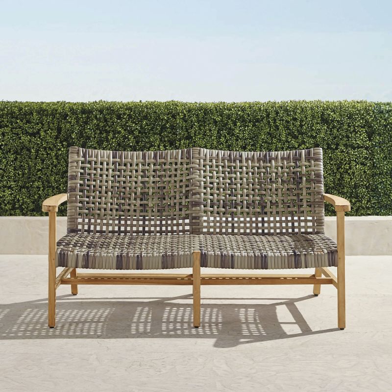 FRONTGATE ISOLA LOVESEAT IN NATURAL TEAK & DRIFTWOOD WICKER