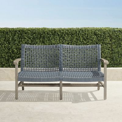 Isola Loveseat in Weathered Teak & Harbor Blue Wicker