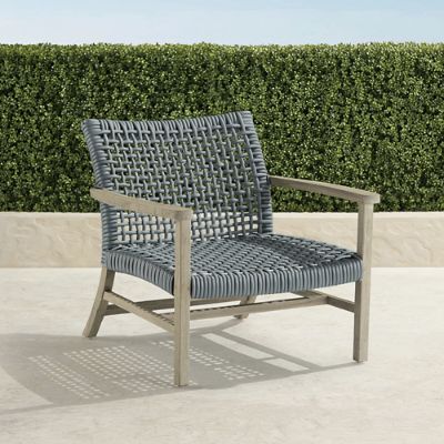 Isola Lounge Chair in Weathered Teak & Harbor Blue Wicker